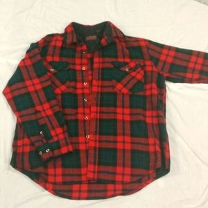 Vintage Allen Wickfield wool / acrylic flannel button down shirt XL